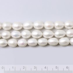 Swasserperle, ganzer Strang, wei, Oval, 8x5,5 mm, A-Qualitt, 46 Stk