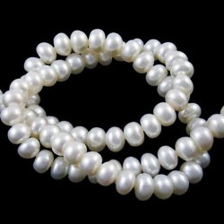 Swasserperle, ganzer Strang, wei, rondellenfrmig, 4x5 mm, A-grade, 100 Stk