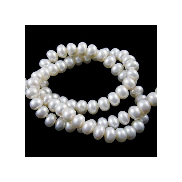 Freshwater pearl, full strand, white, rondelle, 4x5mm,  A-grade, 100pcs