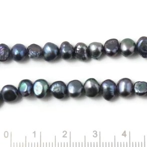 Freshwater pearl, full strand, baroque, blue-grey, 5x6mm, A-grade, ca. 65pcs