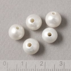 Freshwaterpearl, full strand, white, potato, 8x9 mm, large 1.5mm hole, 49pcs
