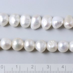 Fershwater pearl, baroque, full strand, white, 7,5x9x6,5 mm, LARGE hole 1.5mm , A-grade, 50pcs