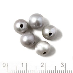 S&uuml;&szlig;wasserperlen, silbergrau, rund, ca. 7 mm, , Gro&szlig;es 1,5 mm Loch, A-Qualit&auml;t, 4 Stk