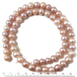 S&uuml;&szlig;wasserperlen, Pfirsichfarben, 9 mm, Gro&szlig;es 2 mm Loch, 4 Stk