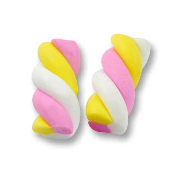 Perlen aus Fimo, Nachahmung Marshmallow, 17x8 mm, ohne Loch, 4 Stk