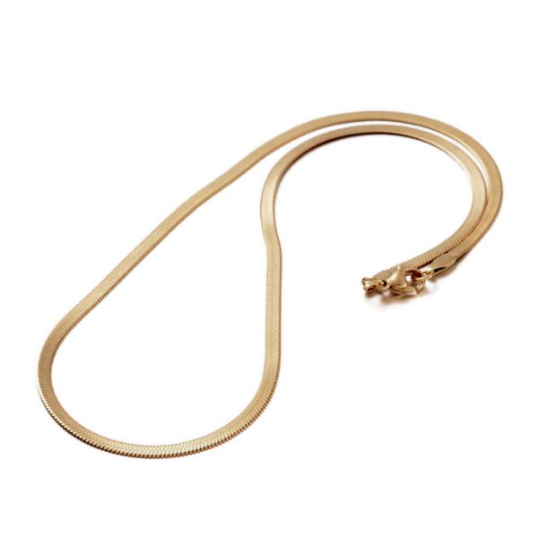 Flat Snake necklace, gold-plated steel, 3x0.7 mm, 45 cm