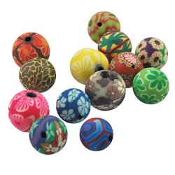 Fimo-Perlen, 13-15 mm, Mix Farben, 10 Stk.