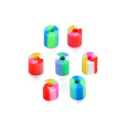 Fimo-Perlen, gestreift, Rohrf&ouml;rmig, 5x3,5-7 mm, Farb-Mix, 30 Stk.