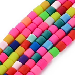 Fimo beads, column shape, 6.5x6mm, mixed colours, 20pcs