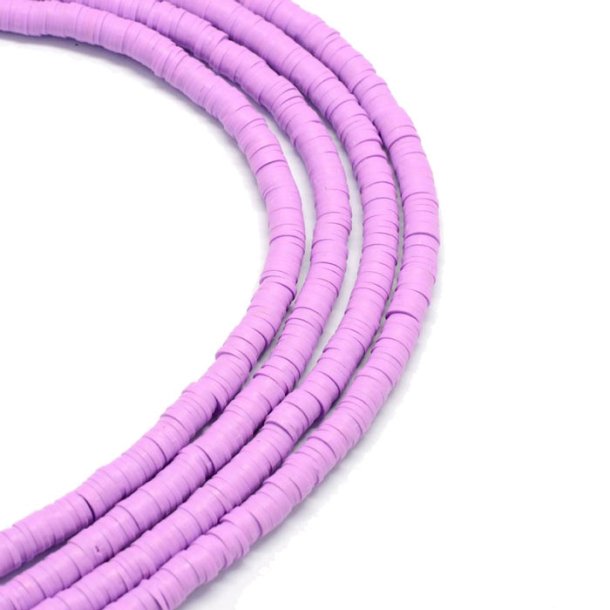Fimo beads, coin shape, full strand, Heishi style, purple, 6,5x1mm, 380pcs