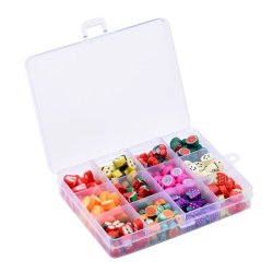 Fimo-Perlen, Mix-Box, gemischte Fruchtstcke, ca. 10x10x5 mm, ca. 240 Stck