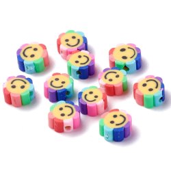 Perlen aus Fimo, l&auml;chelnde Blume, 10x4 mm, 1,5 mm Loch, 10 Stk.