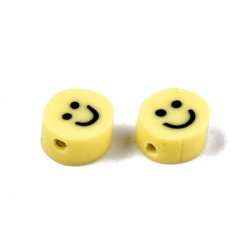 Perlen aus Fimo, kleine gelber Smiley, 5x3 mm, 10 Stk.