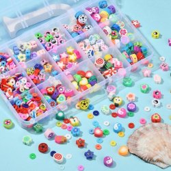  Fimo-Perlen, Mix-Box, gemischte Figuren, ca. 1mx10x5 mm, ca. 500 Stck