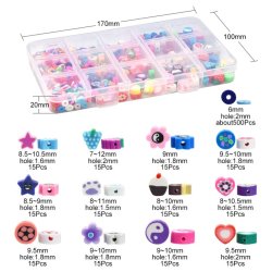  Fimo-Perlen, Mix-Box, gemischte Figuren, ca. 1mx10x5 mm, ca. 500 Stck