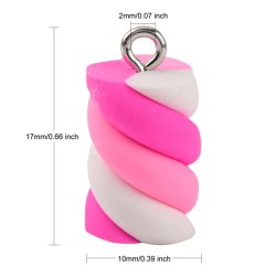 Anh&auml;nger, fimo, Marshmallow-Imitat mit Metall&ouml;se, rosa, Ma&szlig;e 17x10 mm, 2 Stck