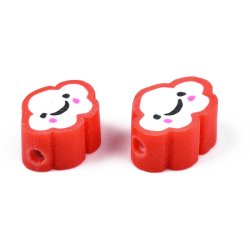 Perlen aus Fimo, gl&uuml;ckliche Wolken, gemischte Farben, 8x10x4 mm, 20 Stk.