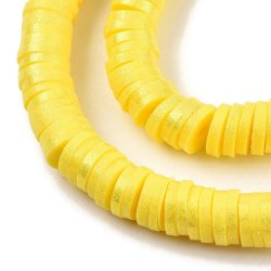 Fimo-Perlen, ganzer Strang, Heishi, M&uuml;ntzenform, Gelb, 6x1 mm, ca. 400 Stk.