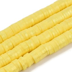 Fimo-Perlen, ganzer Strang, Heishi, M&uuml;ntzenform, Gelb, 6x1 mm, ca. 400 Stk.