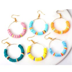 Fimo-Perlen, ganzer Strang, Heishi, M&uuml;ntzenform, Kornblume blau, 6x1 mm, 380 Stk.