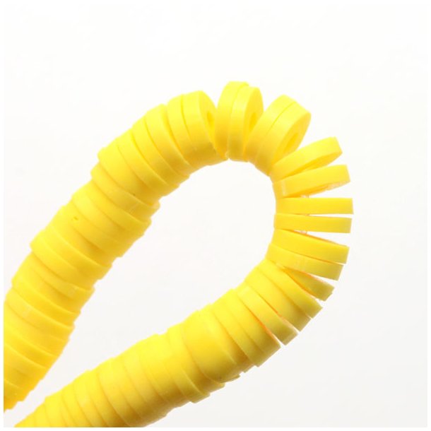Fimo beads, coin shape, full strand, Heishi style, yellow, 8x1mm, 380pcs