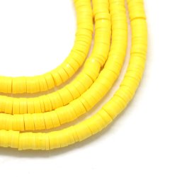 Fimo-Perlen, ganzer Strang, Heishi, M&uuml;ntzenform, gelb, 8x1 mm, 380 Stk.
