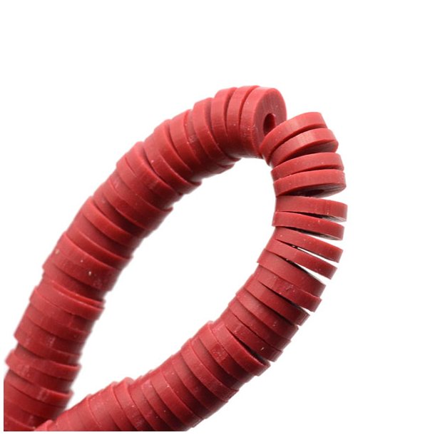 Fimo beads, coin shape, full strand, Heishi style, dark red, 8x1mm, 380pcs