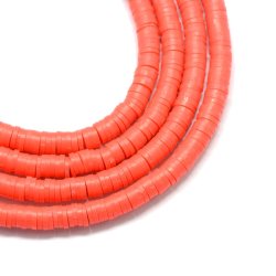 Fimo-Perlen, ganzer Strang, Heishi, M&uuml;ntzenform, orange rot, 8x1 mm, 380 Stk.