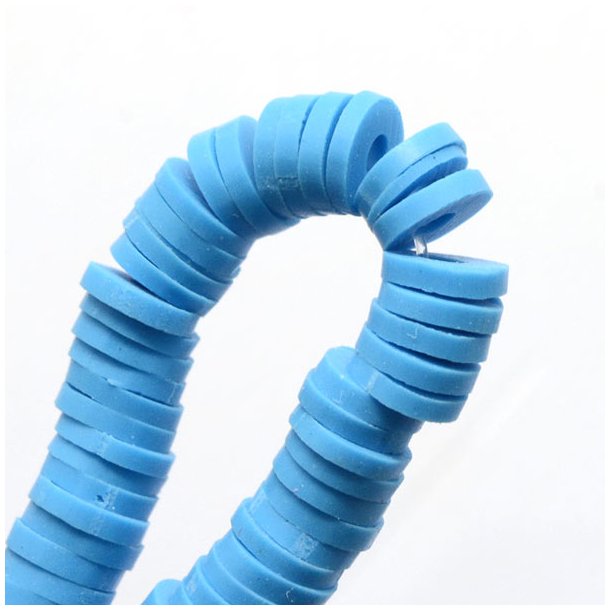 Fimo beads, coin shape, full strand, Heishi style, dodger blue, 8x1mm, 380pcs
