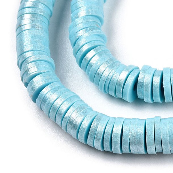 Fimo beads, full strand, Heishi, coin shape, p with golden pearlescent lustre, 6x1mm, approx. 400pcs