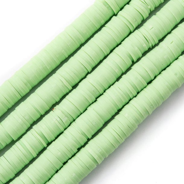 Fimo beads, coin shape, full strand, Heishi style, lime green, 8x1mm, 380pcs