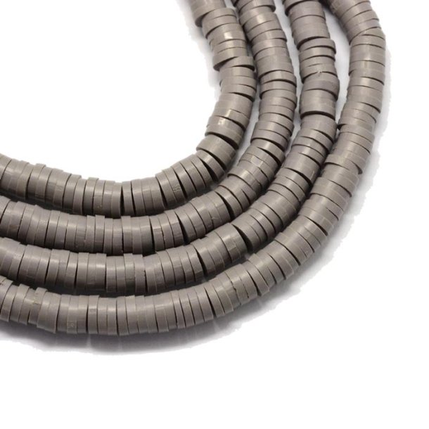 Fimo beads, coin shape, full strand, Heishi style, slate grey, 6x1mm, 380pcs