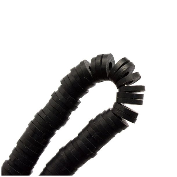 Fimo beads, coin shape, full strand, Heishi style, black, 8x1mm, 380pcs