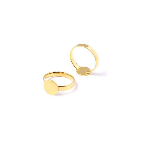 Ring mit 10 mm Platte, vergoldeter Stahl, verstellbar, Gre 53-56, 1 Stk