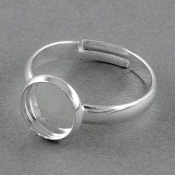 Ring, versilbert, 12 mm Platte, verstellbar, 1 Stk.