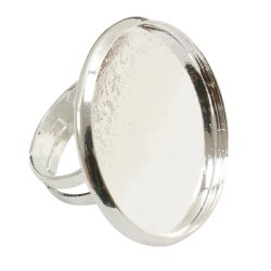 Ring, versilbert, 18 mm Platte, verstellbar, 1 Stk.