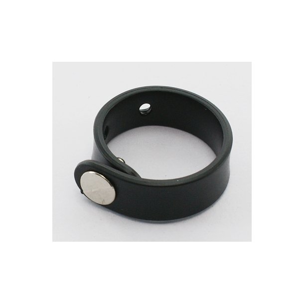 Rubber finger ring, black with button-plate. Variable size, 1pc