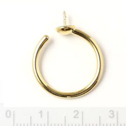 Ring, mit 1,1 mm Stift und Schale, vergoldetes Silber, Gr&ouml;&szlig;e 56-60, verstellbar, 1 Stk.