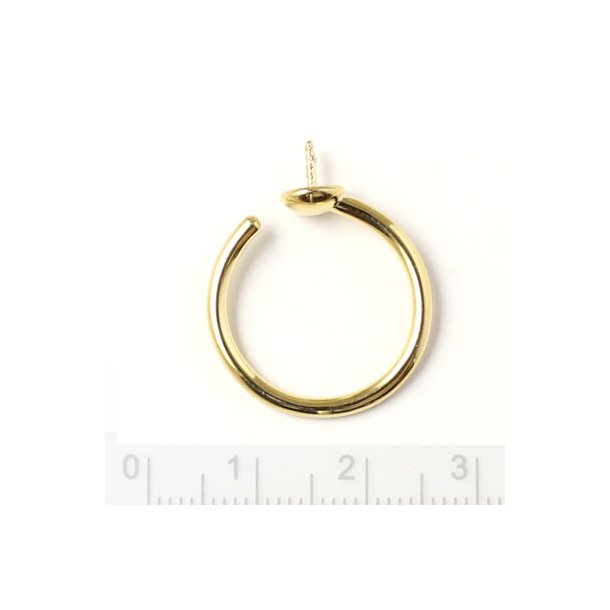 Ring, mit 1,1 mm Stift und Schale, vergoldetes Silber, Gre 56-60, verstellbar, 1 Stk.