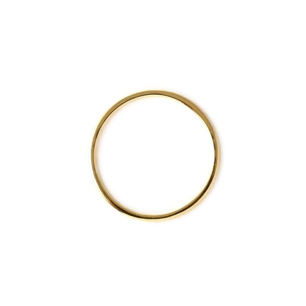 Simple flat wire ring, gold plated Sterling silver, ring, diameter 19/17mm, 1pc.