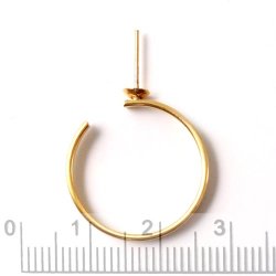 Finger ring, matte quality gilded steel, flat, cup and peg, size 58-60, 1pc