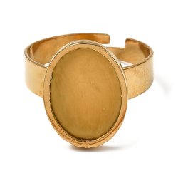 Fingerring, 18K forgyldt st�l med oval sk�l 10,5x14,5 mm, justerbar, 1 stk.