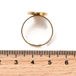 Fingerring, 18K forgyldt st�l med oval sk�l 10,5x14,5 mm, justerbar, 1 stk.