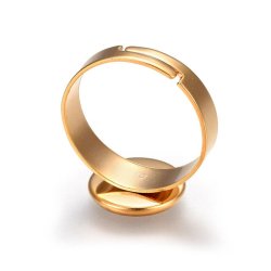 Fingerring, vergoldeter Stahl mit 10mm Schale, poliert, verstellbar Gr&ouml;&szlig;e 52-58, 1 Stck