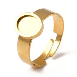 Fingerring, vergoldeter Stahl mit 10x8 mm ovaler Schale, verstellbar Gr��e 52-58, 1 Stck