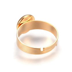 Fingerring, vergoldeter Stahl mit 8mm Schale, poliert, verstellbar Gr&ouml;&szlig;e 52-58, 1 Stck