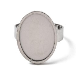 Fingerring, rustfrit st�l med oval sk�l, 13,5x18 mm, justerbar, 1 stk.