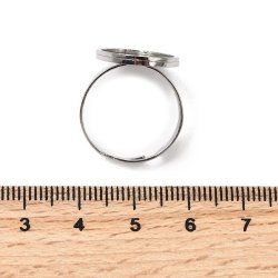 Fingerring, rustfrit st�l med oval sk�l, 13,5x18 mm, justerbar, 1 stk.