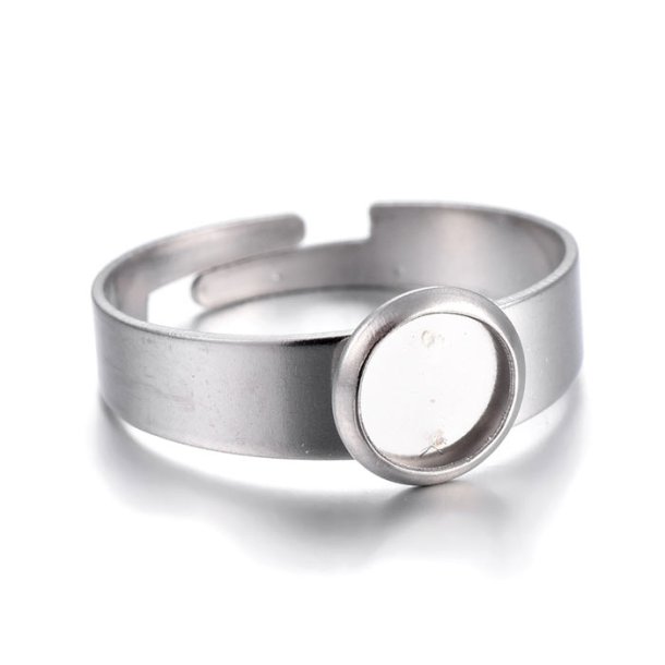 Fingerring, Edelstahl mit 6 mm Schale, poliert, verstellbar Gr&ouml;&szlig;e 52 - 58, 1 Stck
