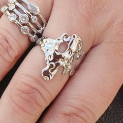 Fingerring, organische Form, Edelstahl, gr��enverstellbar 54�60, 1 Stck